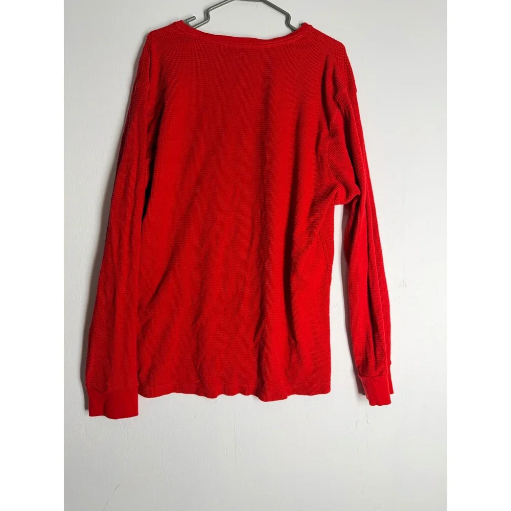 Polo Ralph Lauren Men XXL Red Waffle Knit Thermal Long Sleeve Custom Slim Fit